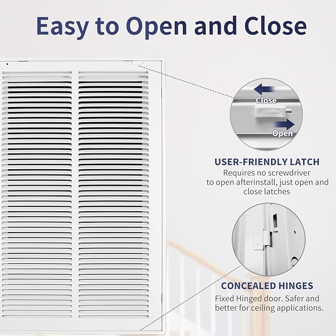 14"W x 24"H [Duct Opening Size] Steel Return Air Filter Grille - Removable Face/Door for 1 inch Filters -HVAC Vent Cover Grill - White [Outer Dimensions: 16 5/8"W X 26 5/8"H]