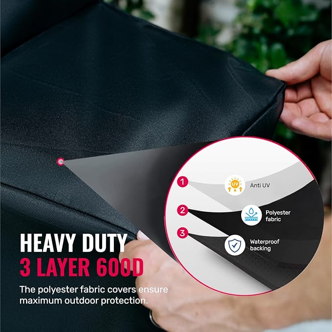 Grillman Grill Cover, BBQ Outdoor Grill Covers, Charcoal, Gas Grills, Waterproof, Rip-Proof, Weather-Resistant, Anti-UV, Barbecue Cover for Traegar 22/575 Series, Pro 22, Z, etc (Black, 41 Inch)