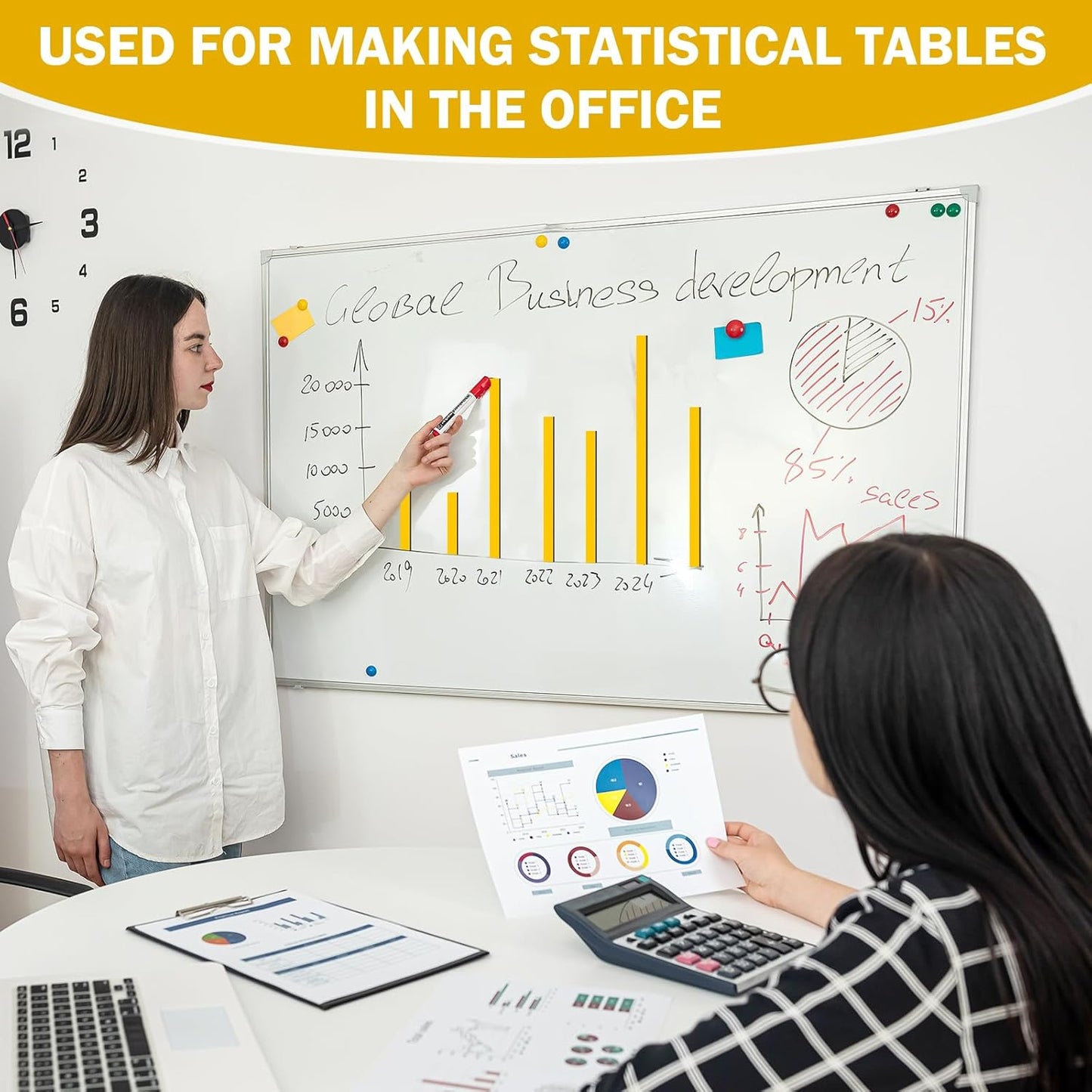 Magnetic Tape Roll Thin Strips, 0.39 Inch x 66 Feet Magnetic Board Dividers Whiteboard Graphic Decorative Tape Marking Line for Classroom Office Art Accessories(Yellow)