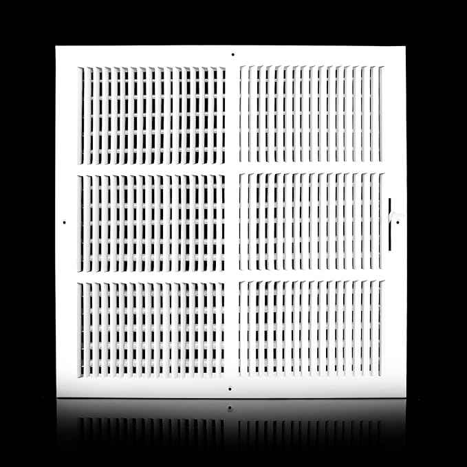 18x18 Vent Register [Duct Opening], Vent Covers for Home Ceiling, Two-Way Ventilation Register, Adjustable Solid Steel Wall Register Vent Cover (18"W x18"H [Duct Opening])