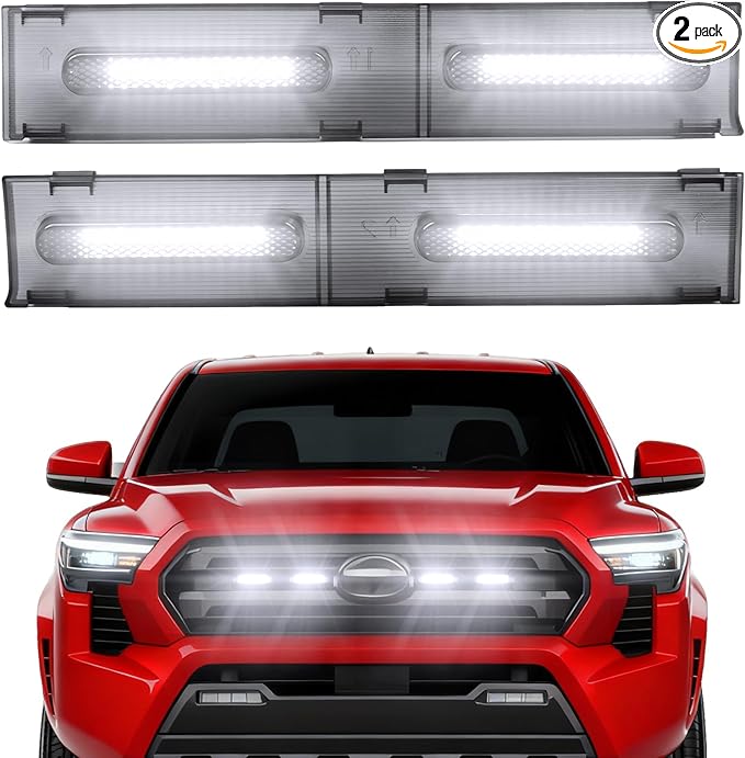 Front Grille Grill Lights for 2024 2025 Toyota Tacoma SR SR5 Led Grill Light Accessories(for SR sr5 only-LED-White)