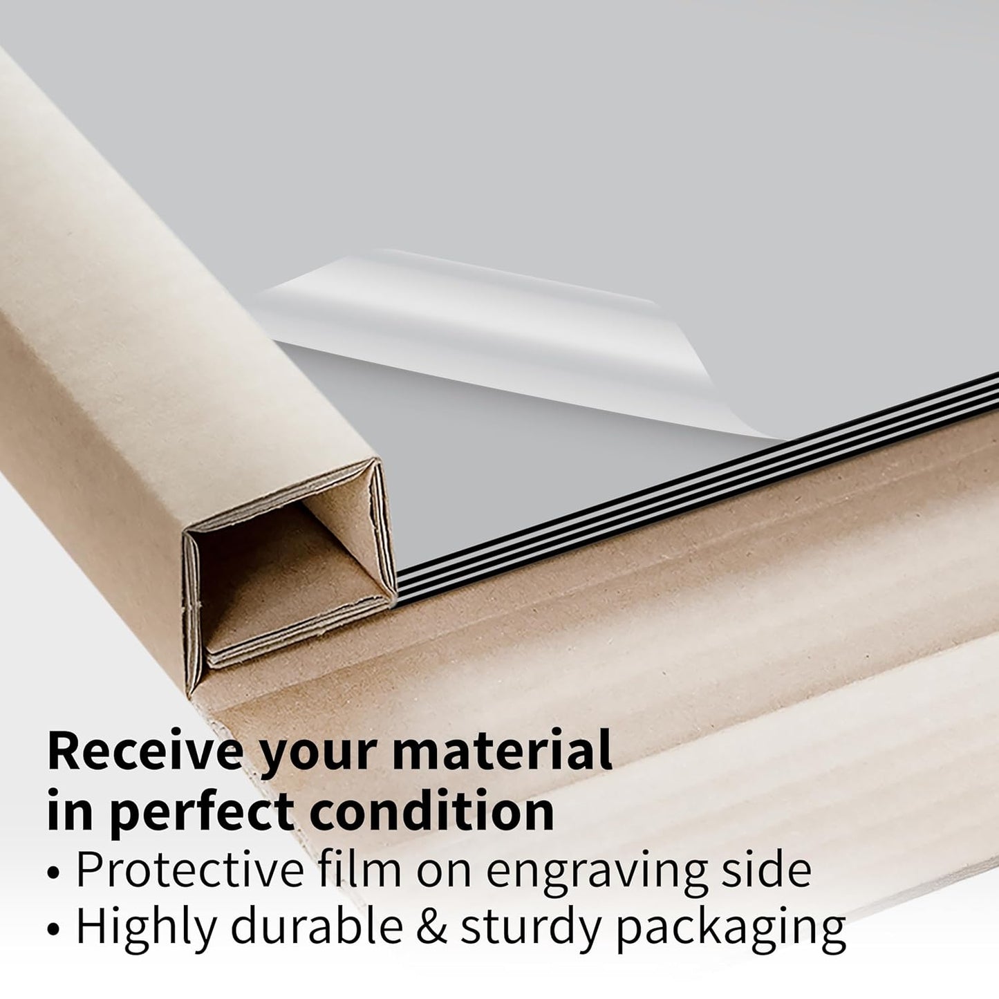 Trotec | Metallic Looking Acrylic Sheet | 12"x12"x1/16, 8 Pcs | Smooth Silver/Black | Metallic Finish - Scratch Resistant for Laser Engraving & Cutting,Printing,Glowforge,Name Plate | USA Made