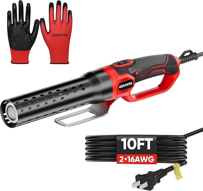 1500W Electric Charcoal Starter with 10ft Cable, 60S Rises to 1100℉ Fire Lighter with Air Blower for Grill, BBQ, Wood Burning Fireplaces, Chemical Free Heated fire starter with Gloves Included
