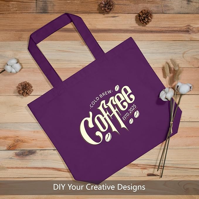 TOPDesign 3-Pack Super Strong Large 12oz Cotton Canvas Tote Bags, Reusable Grocery Shopping Cloth Bags, Fashionable Two-Tone Totes for Crafts, DIY Your Creative Designs