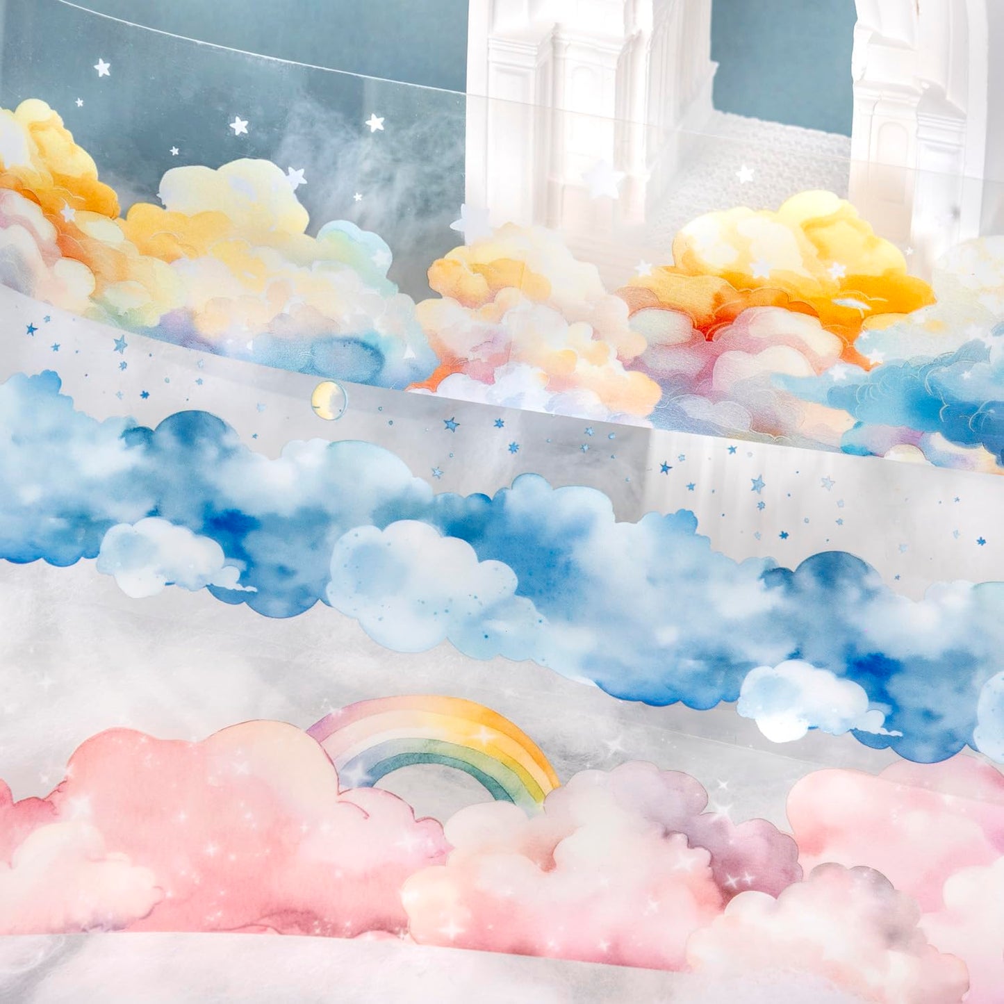 PET Tape Set for Journaling,6 Rolls Cloud Theme Washi Tape Stickers for Scrapbook Supplies,Notebook,Photo Album,Junk Journal,DIY Crafts(Fig. High in The Clouds)