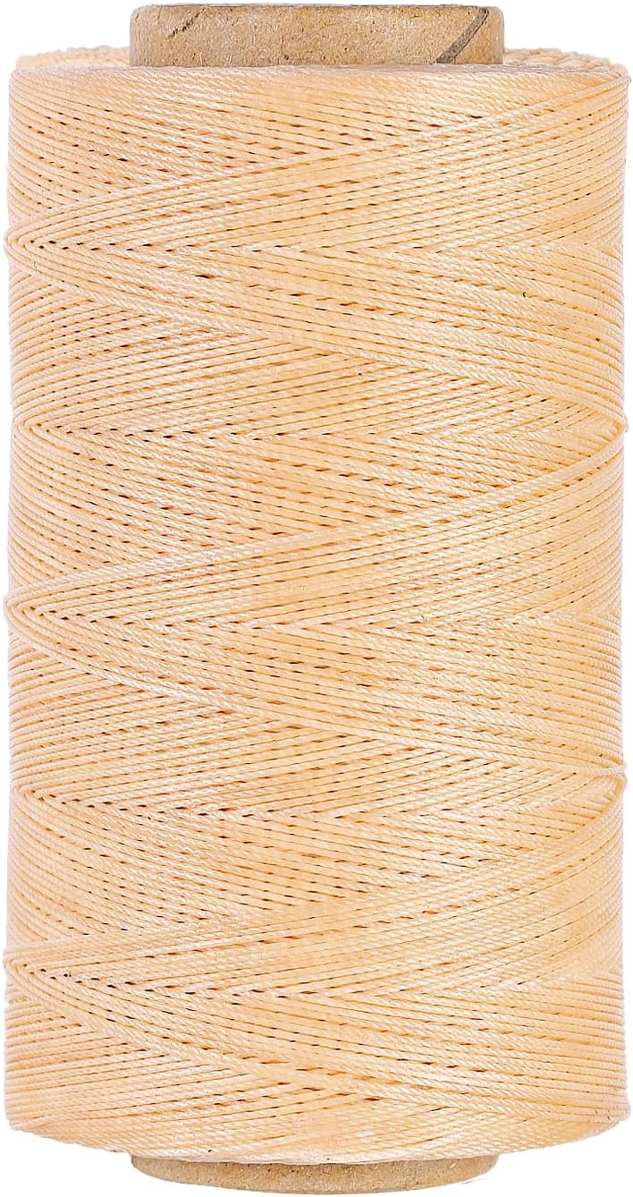 Sturdy Bonded Waxed Polyester Thread, 0.55mm, 437 Yards Wax String Cord - Beige for Leather, Hand Sewing, Stitching, Beading, Bookbinding, Bracelets and Macrame Jewelry Making