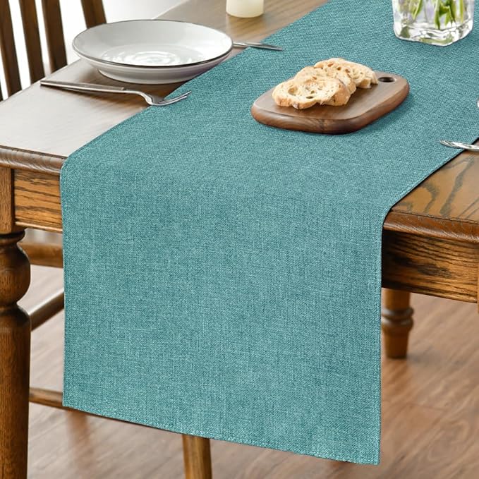 Artoid Mode Turquoise Aqua Table Runner, Seasonal Summer Washable Kitchen Dining Table Decoration for Home Party Decor 13x36 Inch