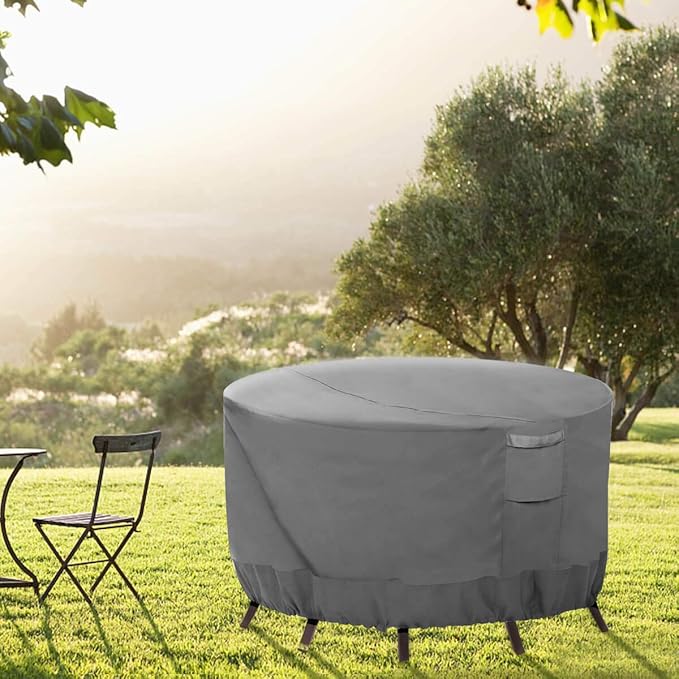 Vailge Round Patio Furniture Covers, 100% Waterproof Outdoor Table Chair Set Covers, Anti-Fading Cover for Outdoor Furniture Set, UV Resistant (Grey, 84"DIAx28"H)