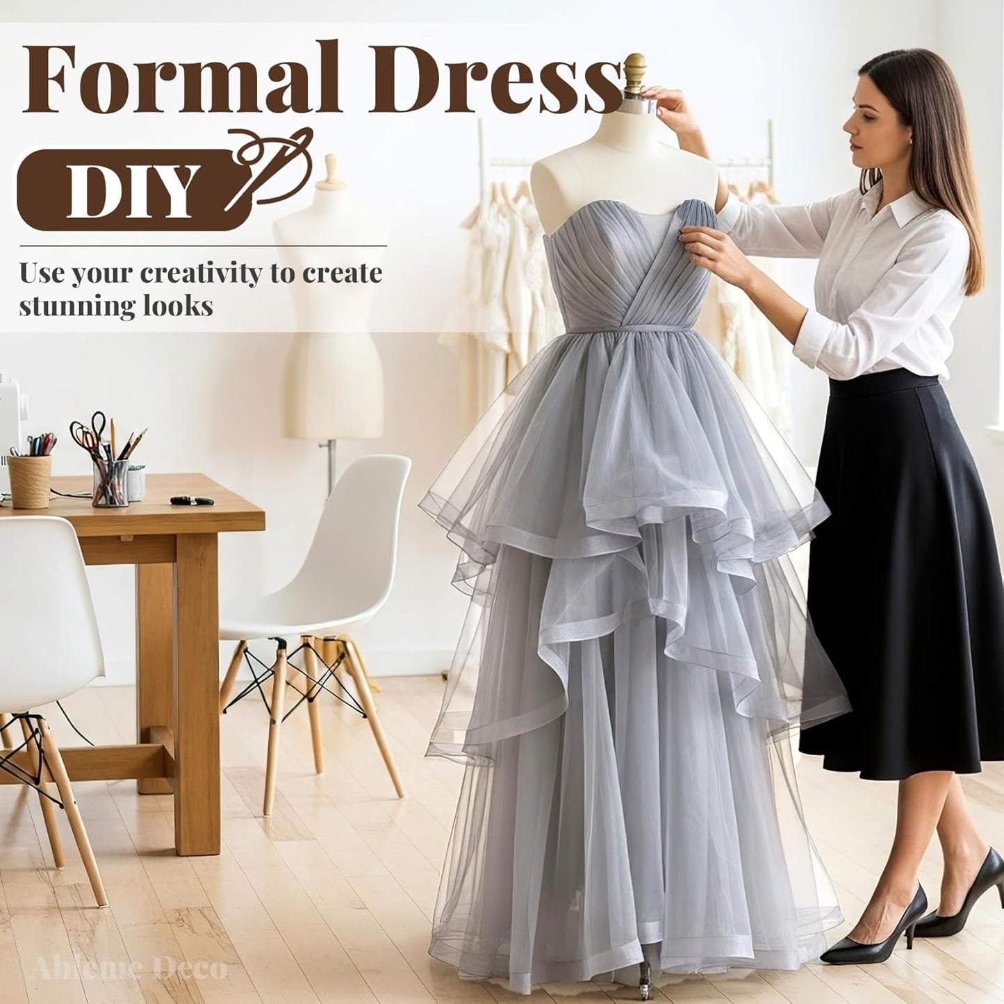 Organza Fabric by The Yard, 60 Inch Wide 3 Yards (9 ft) Long Sheer Fabric for DIY Sewing Projects Wedding Decorations Party Backdrops Curtains (Gray)