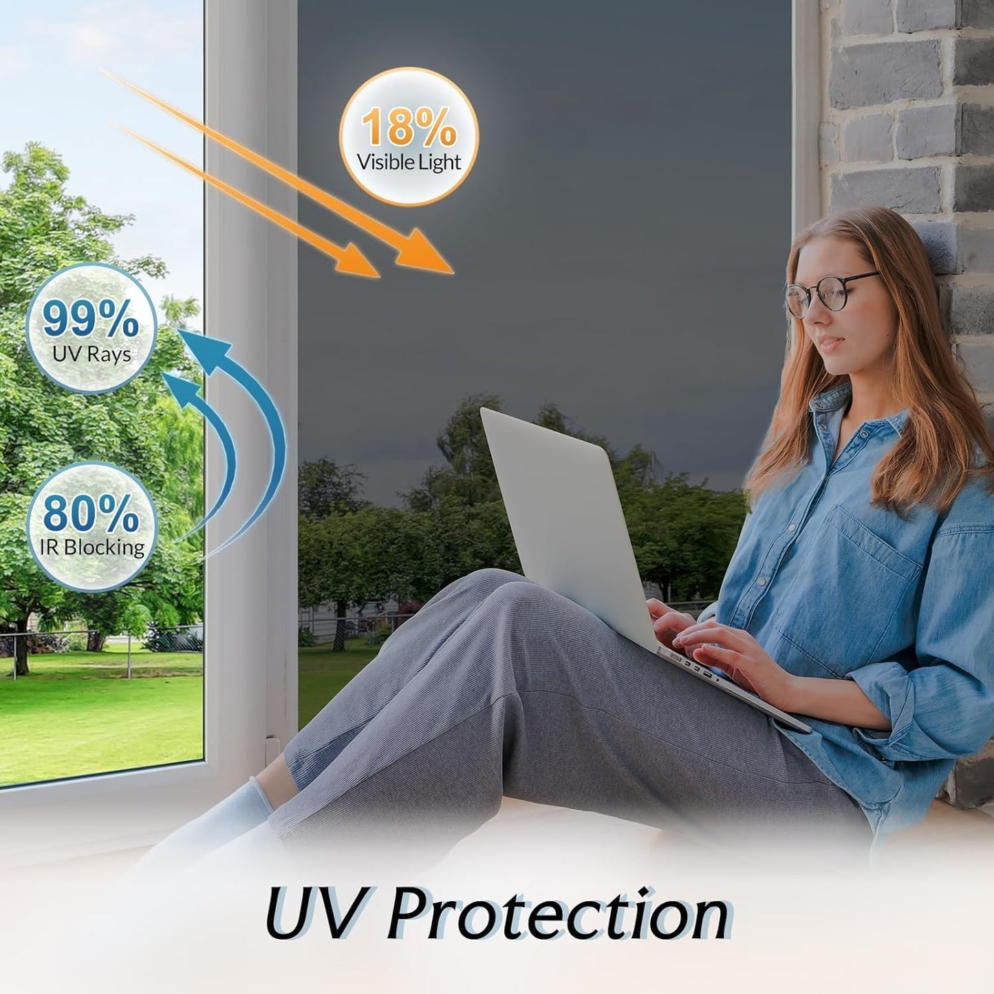 DOWELL One Way Window Privacy Film with 3 Tools Window Tint for Home Sun Blocking Heat Control Anti UV Reflective Mirror Covering See Out Not in for House and Office Black Silver 23.6" X 78.7"