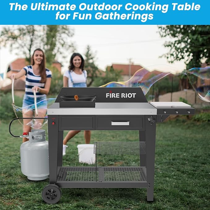 Heavy-Duty Outdoor Wok Cooking Station – 50,000 BTU Wok Burner - High-Performance 12.59” Carbon Steel Wok - Perfect for Stir-Frying, Searing, Tailgating, Fishing and Outdoor Wok Station