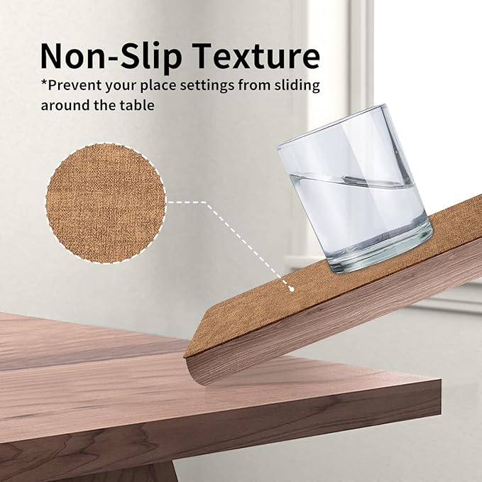 Maxpearl Faux Leather Placemats Set of 4 - Waterproof - Wipe Clean - Heat Resistant - Anti Slip Dining Table Place Mats, Suitable for Indoor & Outdoor Use, 17’’×12’’, Brown