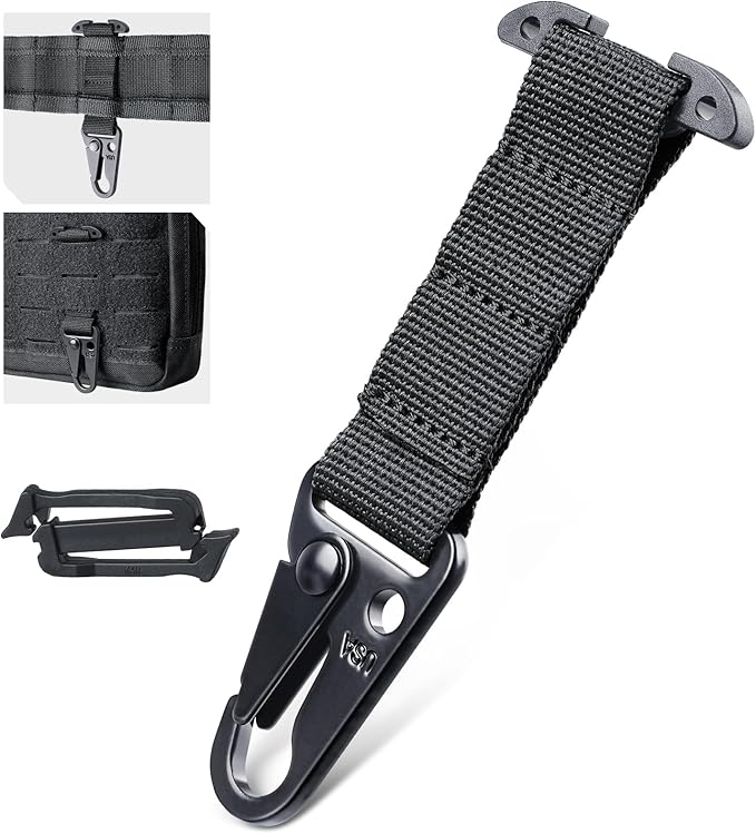 LIVANS Molle Belt Clip Key Holder Tactical Battle Belt Plate Carrier Vest Attachment Clip for Hanging Keys or Gloves, Universal Fit Molle Accessories Clip |T-Mount Clash Hook, Include Z-Buckle