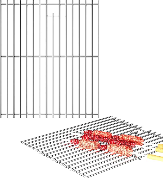 15''D x 25.5''W Grill Grates Replacement for Broil King Models: 945584,Silver Stainless Steel Grill Grate for Broil-Mate Models: 1155-54，2Pack Grill Grates for Sterling Models: 415557