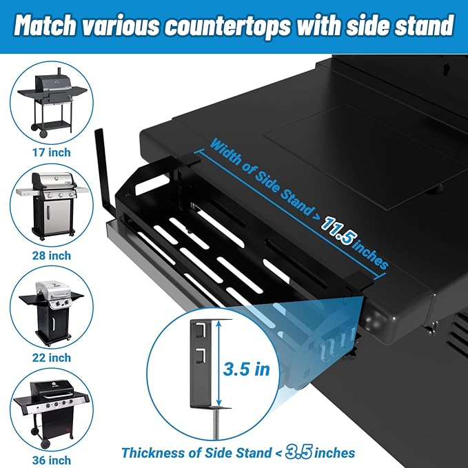 Griddle Caddy for Blackstone Griddles 17"/22"/28"/36"/Prep Cart, Space Saving Blackstone Griddle Accessories, BBQ Grill Storage Organizer with Magnetic Tool Holder & Paper Towel Holder & J-Hooks