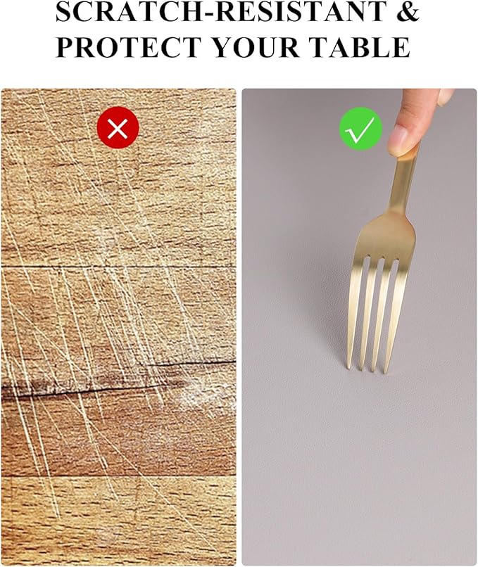 Light Gray Plastic Table Cover Protector, 42" x 60" Waterproof Easy Flat PVC Desk Pad Mat, 1.5mm Thick Rectangle Vinyl Table Top Protector for Dining Room Table, Office, Dresser