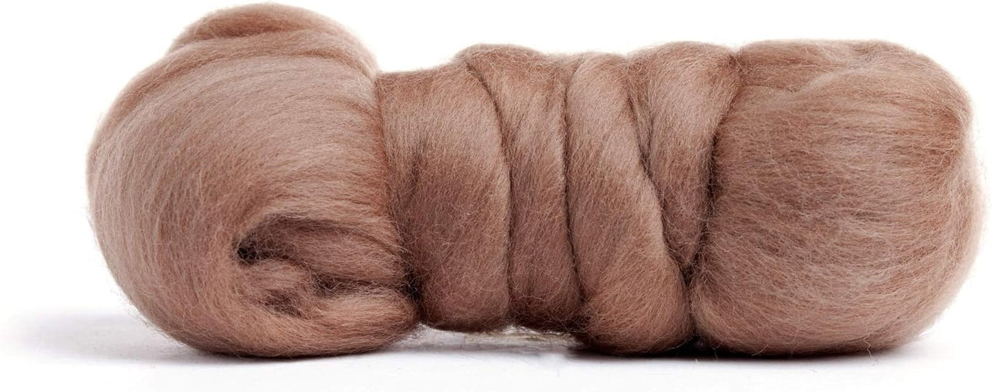 Desert Breeze Distributing 100% Natural Merino Wool Roving - Premium Combed Top Merino Roving Wool - Tapestry, Spinning, Wet Felting & Needle Felting Supplies - 21.5 Micron - 1 oz, Color Mocha Brown