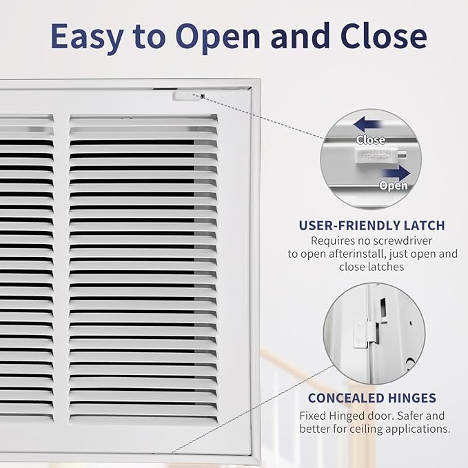 24"W x 12"H [Duct Opening Size] Steel Return Air Filter Grille - Removable Face/Door for 1 inch Filters -HVAC Vent Cover Grill - White [Outer Dimensions: 26 5/8"W X 14 5/8"H]