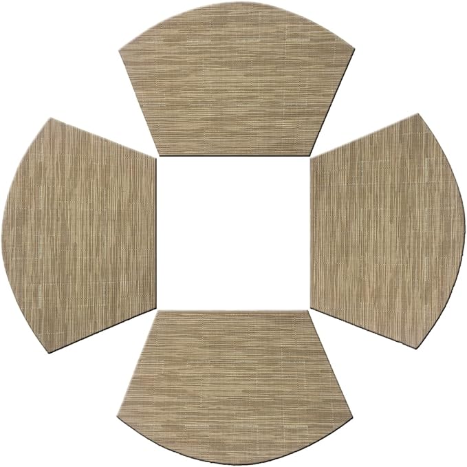 PIGCHCY Wedge Shaped Placemats for Dining Table Washable Vinyl Placemats Heat Resistant Table Mats Set of 4 (Beige)