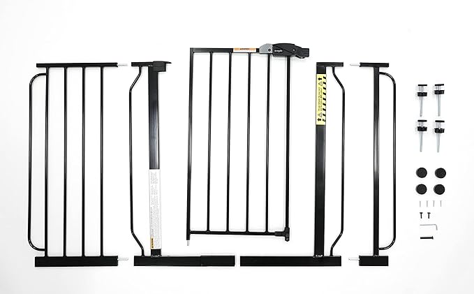 Regalo Easy Step 49-Inch Extra Wide Baby Gate, Includes 4 & 12 Inch Extension, 4 Pack of Pressure Mount and Wall Mount Kit, Black