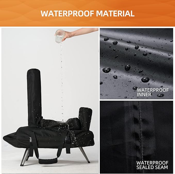 NOELIFE Waterproof Cover for Ooni Fyra 12 Pizza Oven, Accessories for Ooni 12, Pizza Maker Carry Cover, 2 Ways to Store Chimneys, with Straps in the Bottom for Fixation (Oven Not Included)