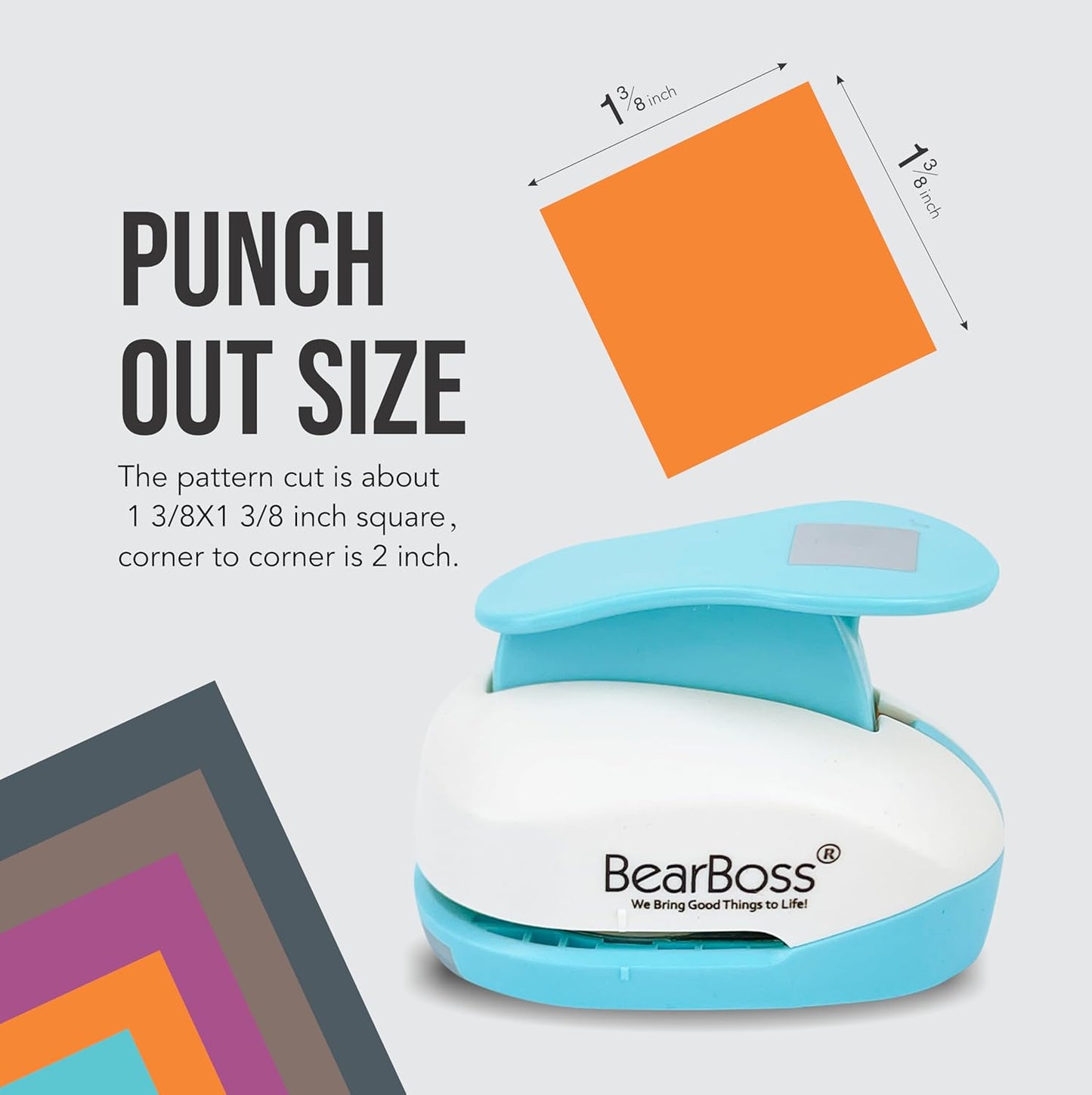 1 3/8 Inch Square Punch, Hole Punch Shapes, Paper Punch Set for Scrapbooking Festival Paper Greeting Card DIY Albums Photos (Classic White)