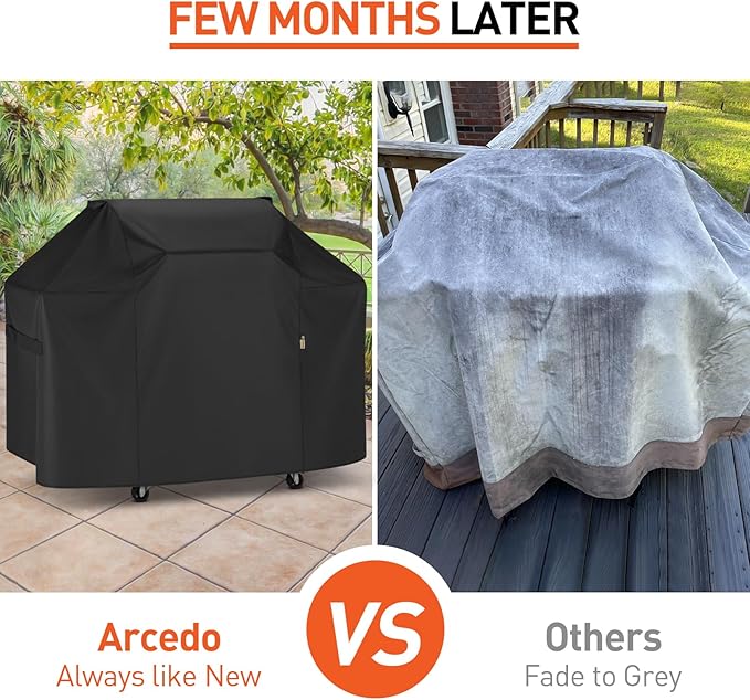 Arcedo Grill Cover 58 Inch Compatible with Weber Genesis II LX and Genesis 300 Series 3 Burner Grills, Waterproof Heavy Duty Outdoor Gas BBQ Cover Compared to 7130