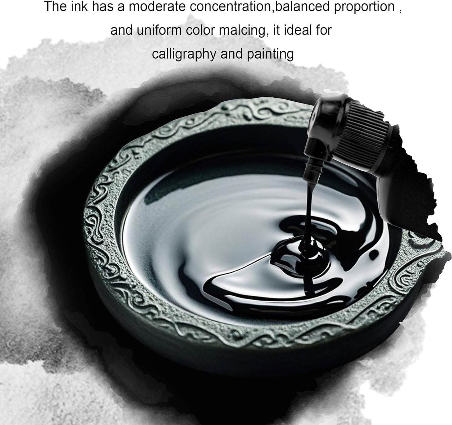 250 ML/8.8 OZ Calligraphy Ink - Versatile Elegance Chinese Brush Ink for Beginner Practice Traditional Art Works and Japanese Brush Black Ink