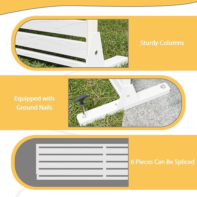 Privacy Fence Screen with Stand 6 Panel 72" H×47" W HDPE Decorative Panels with Steel Poles and Stand, Air Conditioner Fence Panels, Privacy Screen for Outdoor Backyard, Balcony, Pool