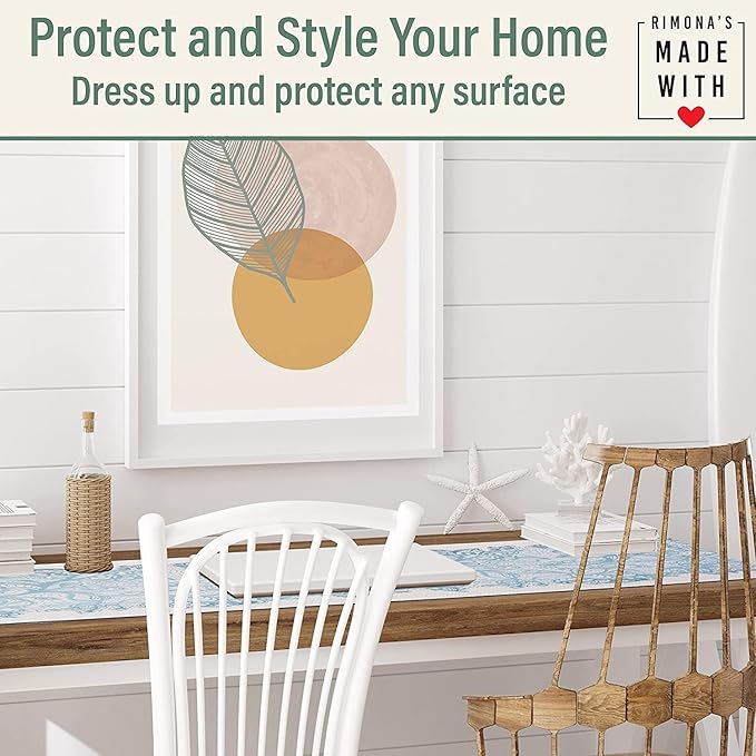 RIMONA'S Thermo Heat Resistant Table Runner and Trivet for Hot Dishes - Waterproof Hot Plates to Protect Table and Countertop - Kitchen & Dining 350F Heat Protector 40" - Fading Gold Leaves