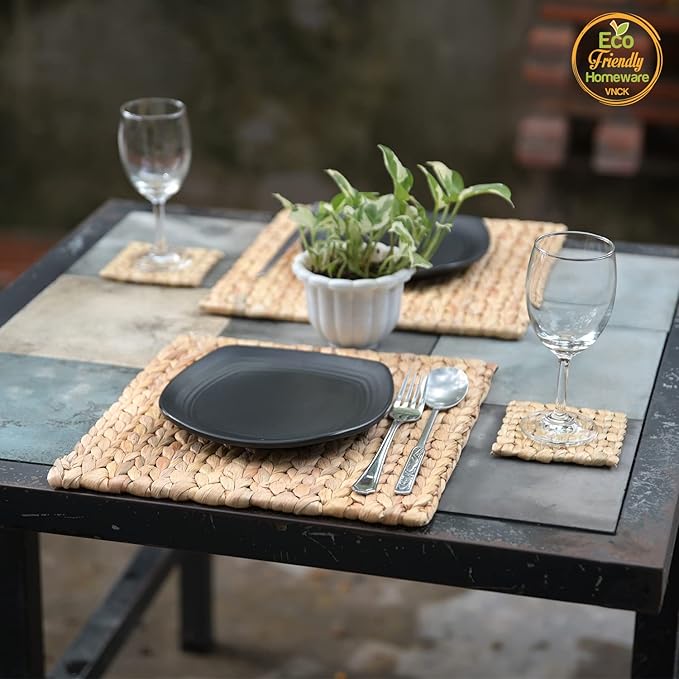 Boho Place Mats Set of 8, Square Table Mats Set of 8, Woven Placemats for Round Table, Chargers for Dinner Plates, Woven Chargers, Home Plate Mat, Outdoor Placemats, Manteles Individuales De Mesa