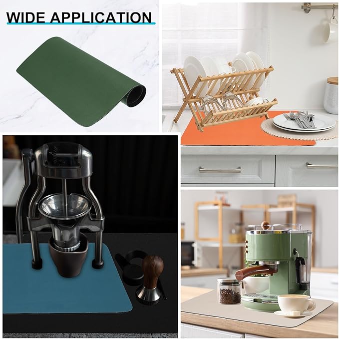 uxcell Silicone Mats for Kitchen Counter, 15.7" x 11.8" Non-Slip Countertop Protector Mat Heat Resistant Coffee Mat Waterproof Table Placemat, Dark Green