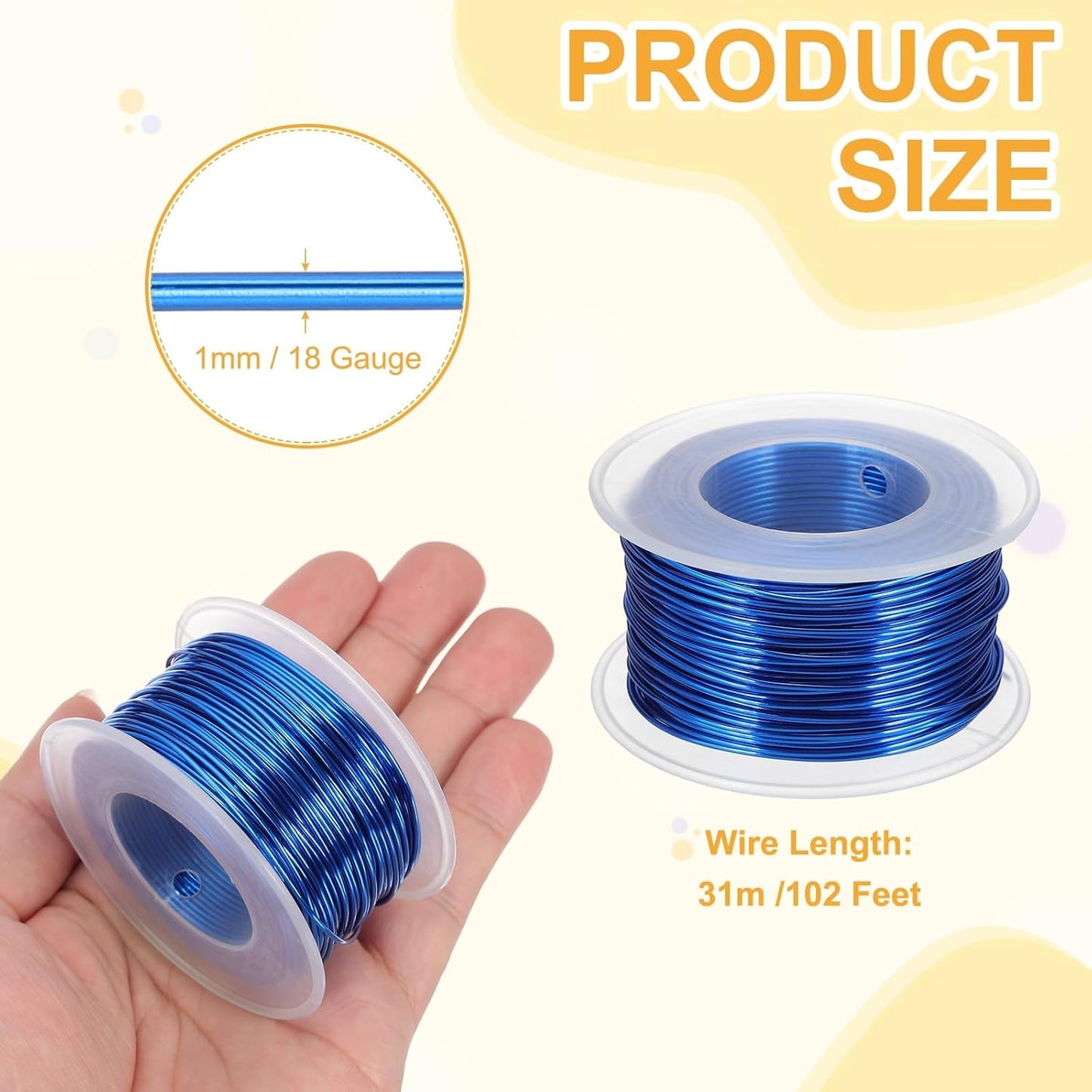 uxcell 18 Gauge / 1mm Anodized Aluminum Wire for Jewelry Craft Making, 102 Feet Bendable Flexible Wire for DIY Home Decor Gardening Sculpture, Dark Blue