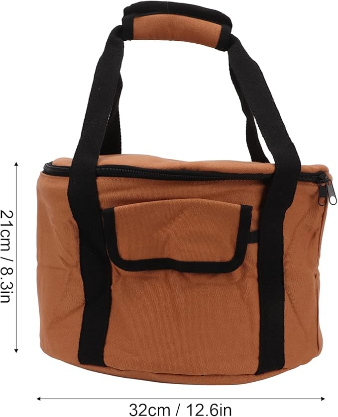 Camping Tableware Carrying Bag, 13.7L Large Capacity Waterproof Picnic Flatware Storage Bag, Outdoor BBQ Round Storage Bag for Plates Dishes Pots Bowls Utensils
