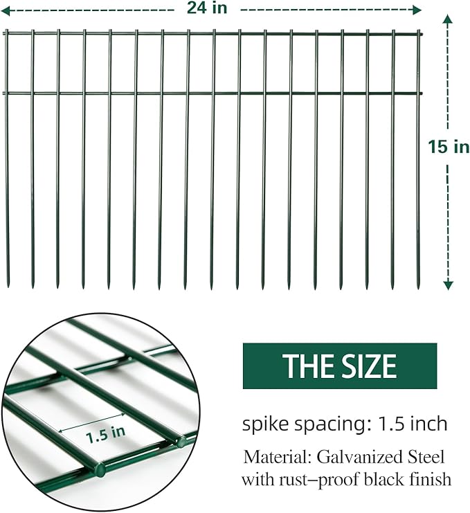 Adavin Small/Medium Animal Barrier Fence, 2 Pack 24 in(L)X 15 in(H) Underground Decorative Garden Fencing, Dog Rabbits fences Black Metal Fence Panel Ground Stakes for Outdoor Patio. Total Length 4 Ft
