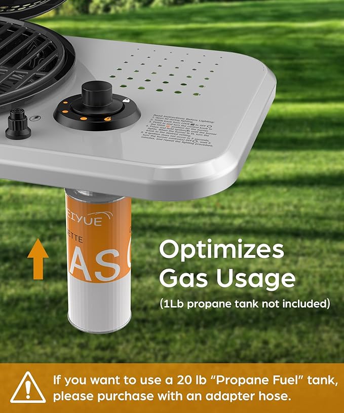 Propane Gas Grill, Portable BBQ Gas Grill with 348 Sq.In. Large Grilling Areas, 15000BTUs, Portable & Foldable BBQ Griddle for Outdoor Camping, Tailgating, Parties, Backyard, Black