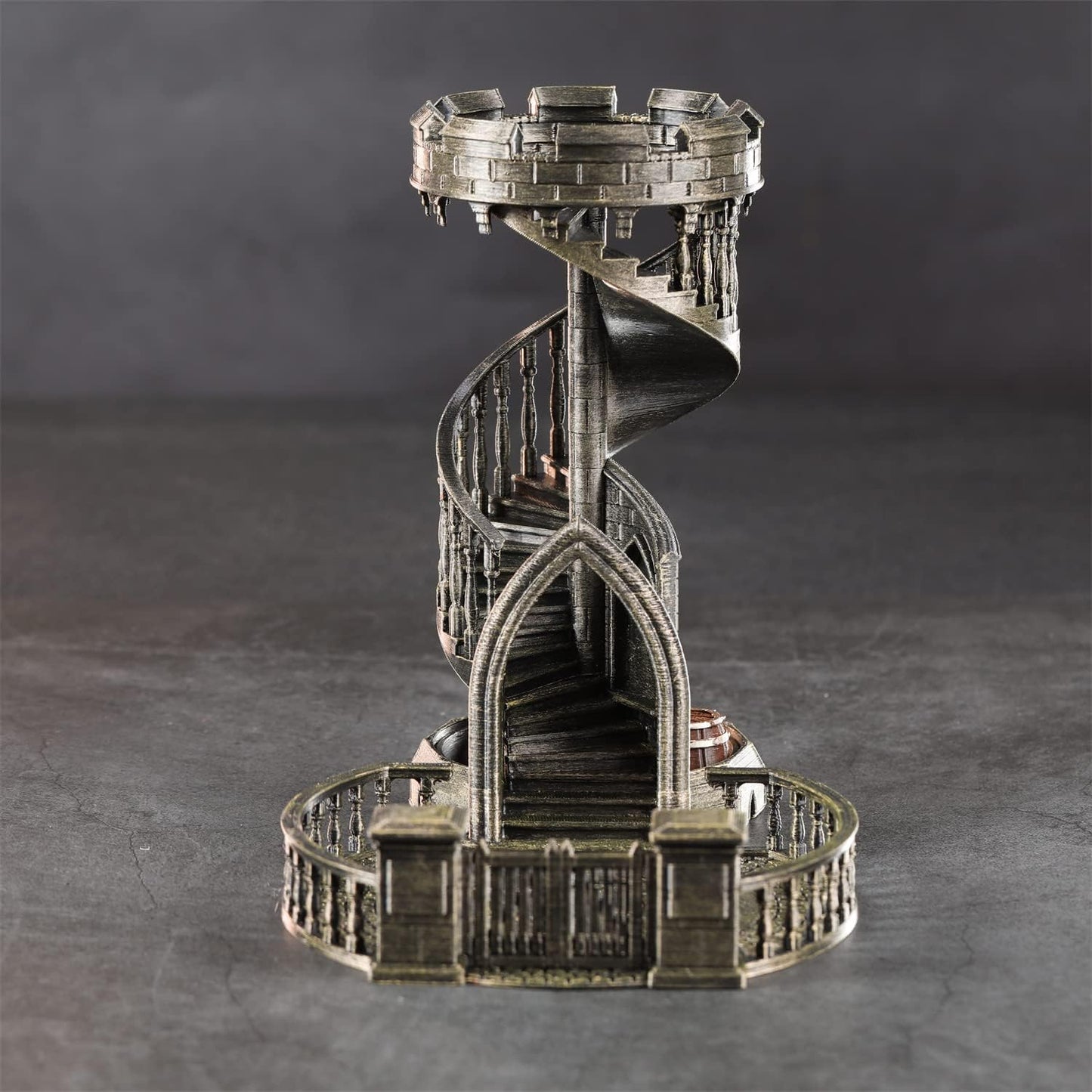 AUSPDICE DND Dice Tower Castle and Tray Retro Dice Rolling Tower for Dungeons and Dragons RPG Tabletop Games (Brushed Brass Color)