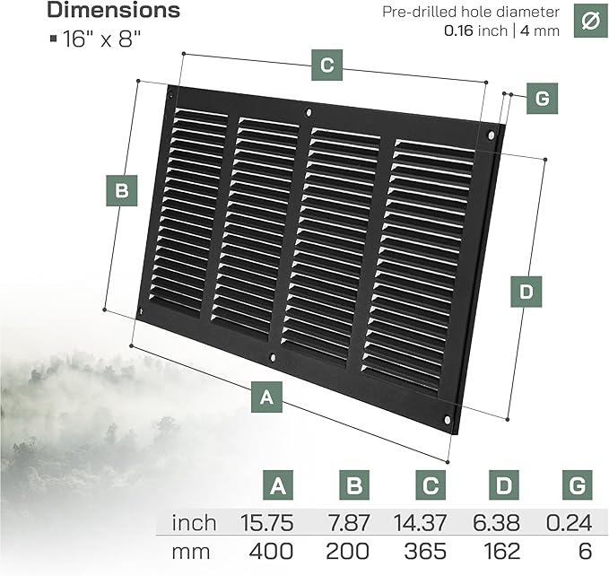 Vent Systems 16" x 8" Inch (Overall Dimensions) Pack of 3 - Anthracite - Air Vent Cover Metal Air Return Grill with Built-in Pest Guard Screen HVAC Vent Duct Cover for Home Improvement