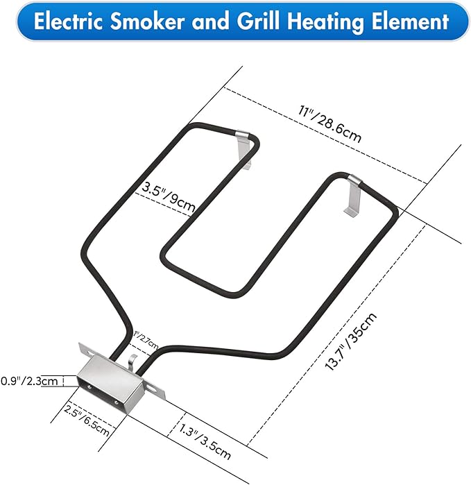 Stanbroil Replacement Part Electric Smoker and Grill Heating Element with Adjustable Thermostat Cord Controller for Most Smokers and Grills, 1500W