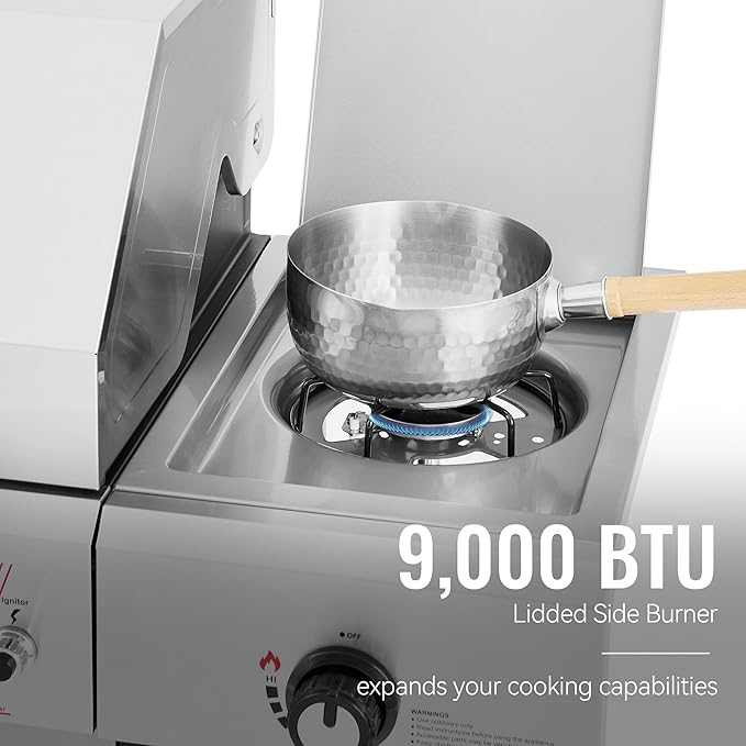 Royal Gourmet GA5401T 5-Burner BBQ Liquid Propane Gas Grill with Side Burner, Stainless Steel 61,000 BTU Output for Patio Garden Picnic Backyard Cooking, Silver
