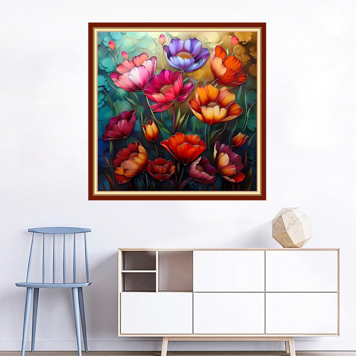 Joyhoor Cross Stitch Kits for Beginners Stamped Cross-Stitch Supplies Needlework preprint Embroidery Kits for Adults DIY Needlepoint Kits Embroidery Patterns 11CT-Colorful Flowers 18x18 inchs