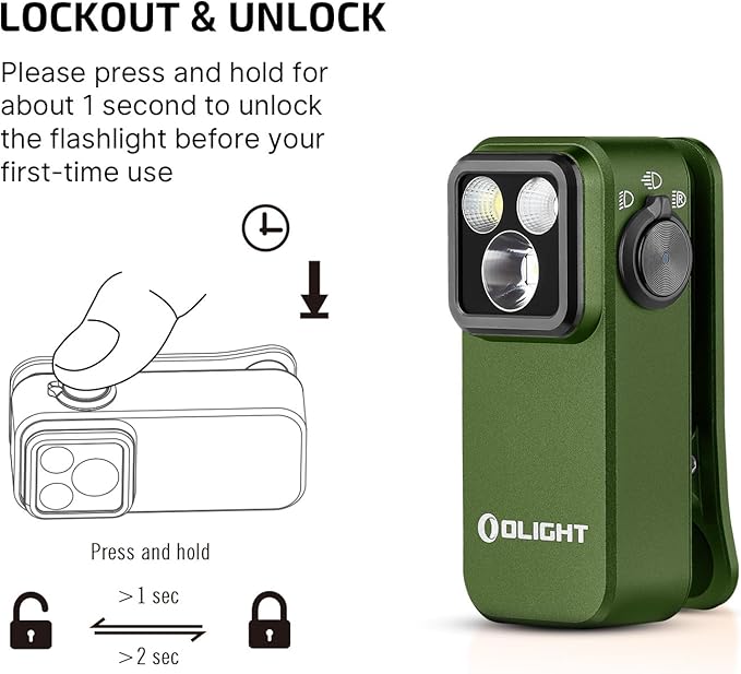 OLIGHT Oclip Pro EDC Flashlight Clip-on Light, Rechargeable 500 Lumens with Three Lighting Solutions Type-C Charging, Magnetic Flash Lights for Signaling, Cycling, Outdoor or Indoor Use(OD Green)