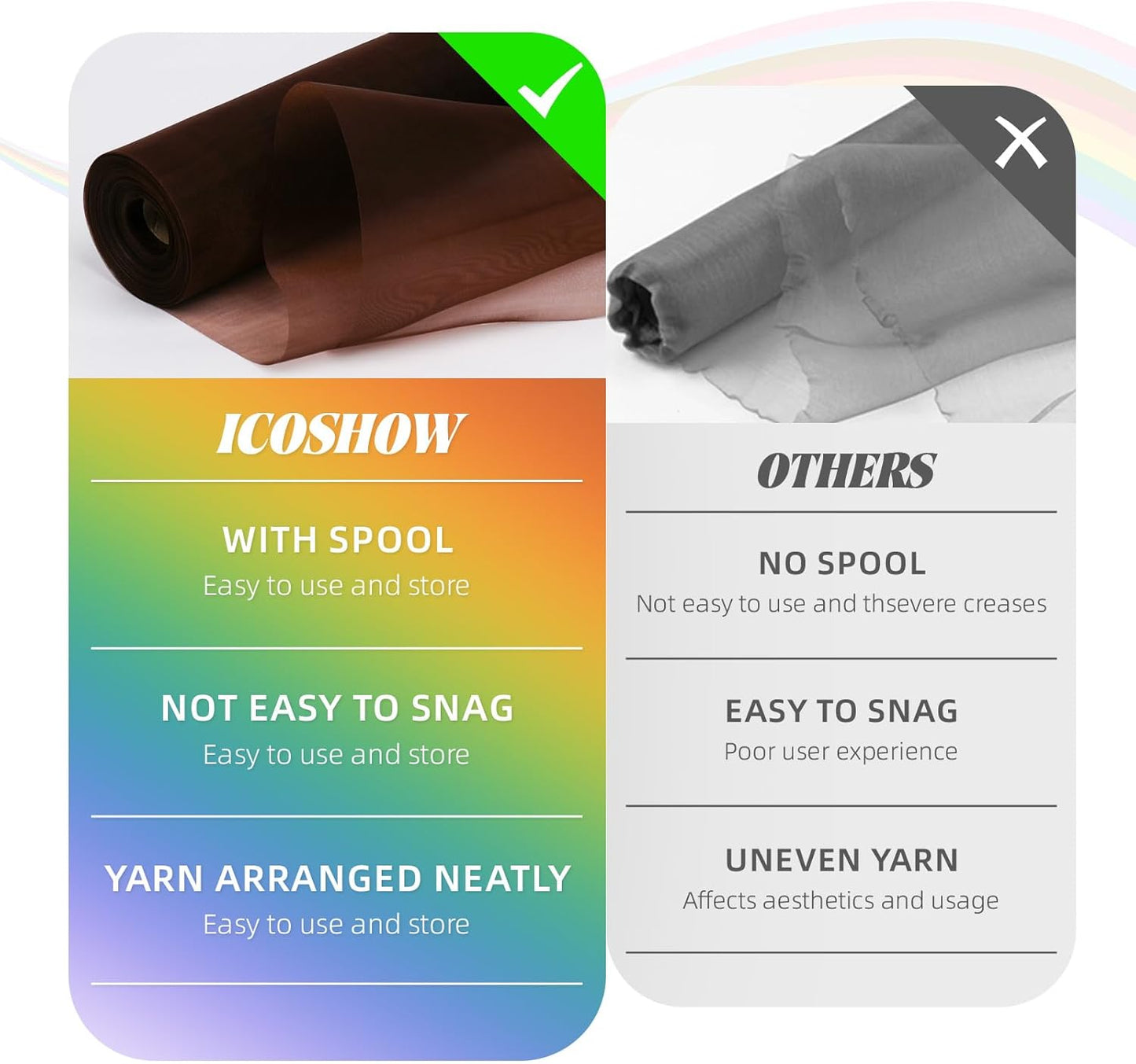 Crystal Organza Fabric Tulle 11 Inch by 50 Yards Sheer Tulle Rolls for DIY Craft Wedding Party Baby Shower Decor Gift Wrapping Party Supplies (Brown)