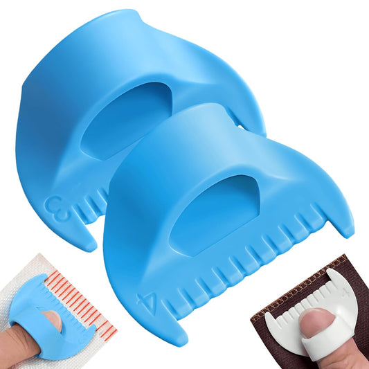 2 PCS Edge Lock Seam Guide, Mini Sewing Finger Ruler for Hand Sewing, DIY Sewing Kit Tool, Sewing Needle Gauge Measuring Guide Blue, 3mm+4mm