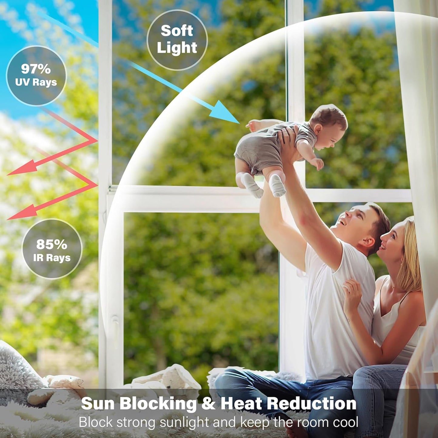 Kromapolis One Way Window Privacy Film Reflective Mirror Home Window Tint, Daytime Privacy Heat Control Anti UV Glass Tinting Static Cling (Silver, 29.5 x 157.4 inch)