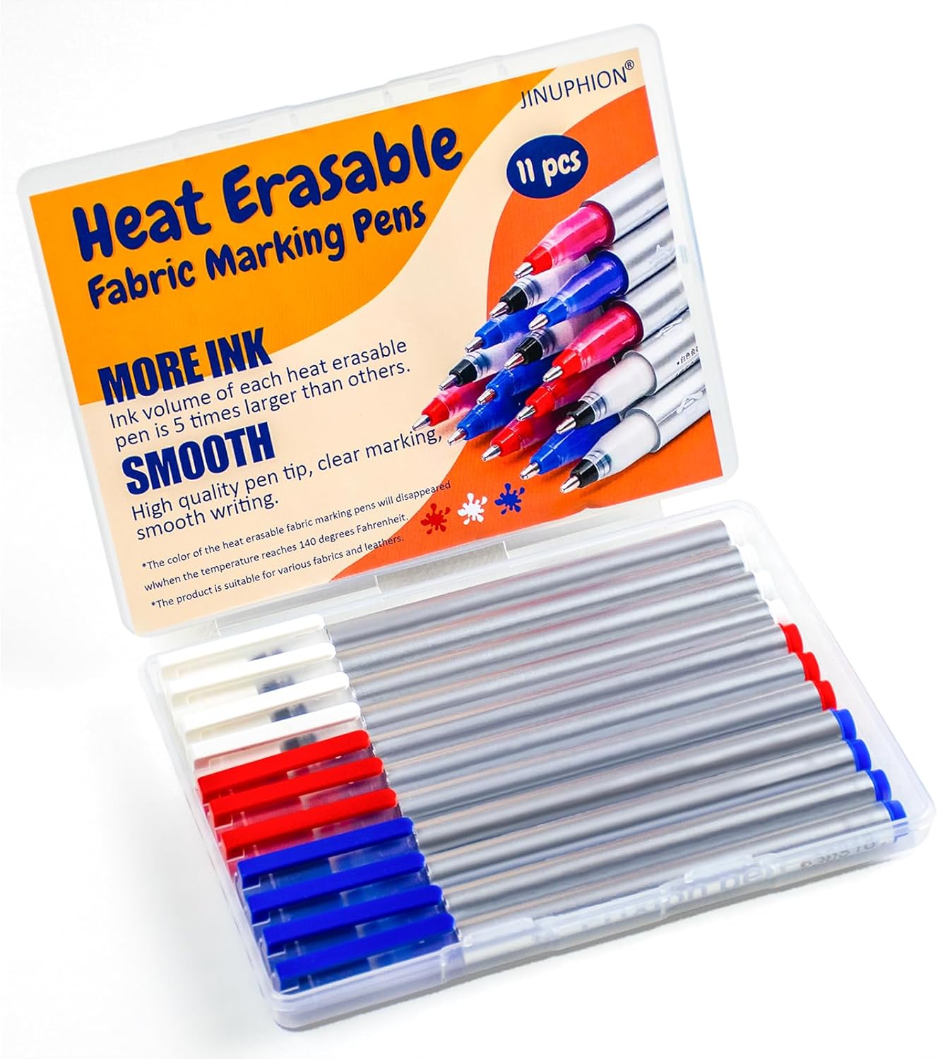 Heat Erasable Fabric Marking Pens Set | 11Pcs 3 Colors | Increase Ink Capacity & Writes Smooth | Sewing Quilting Supplies, Sewing Gifts