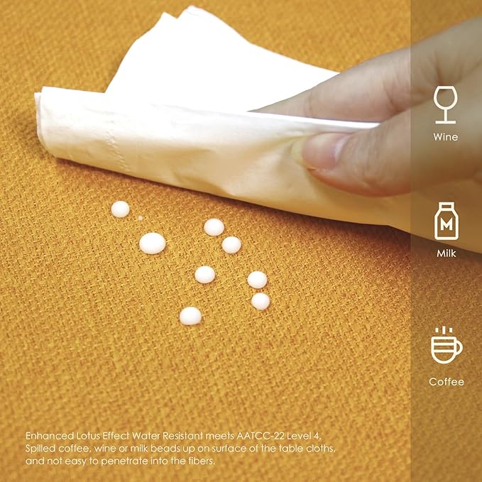 BALCONY & FALCON Rectangle Tablecloth Washable Wrinkle Resistant and Water Proof Table Cloth Decorative Linen Fabric Tablecloths for Dining Parties Kitchen Wedding and Outdoor (Gold Orange, 57x118)
