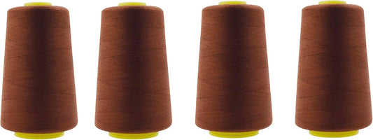 Mandala Crafts 4 Pack of Serger Threads Cones Spools - 40S/2 24000 Yards Polyester Brown Threads for Sergers Machine and Overlock Quilting Sewing Machine
