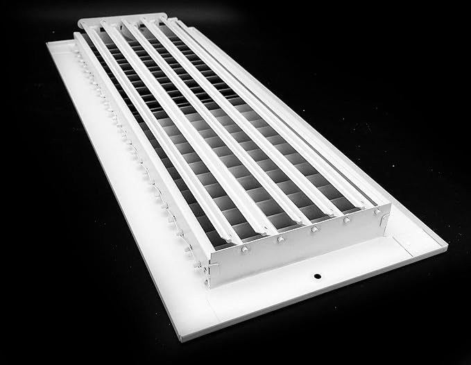 18"w X 6"h Adjustable AIR Supply Diffuser - HVAC Vent Cover Sidewall or Ceiling - Grille Register - High Airflow - White [Outer Dimensions: 19.75"w X 7.75"h]
