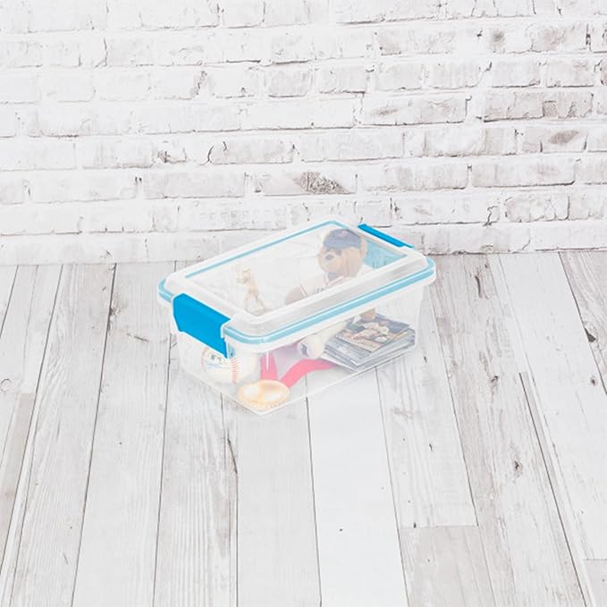 Sterilite 18-Pack Gasket Box, Weather-Resistant Storage Bins with Latching Lids, 7.5 Quart - Heavy-Duty Organizing Containers for Closet, Bathroom, and Office